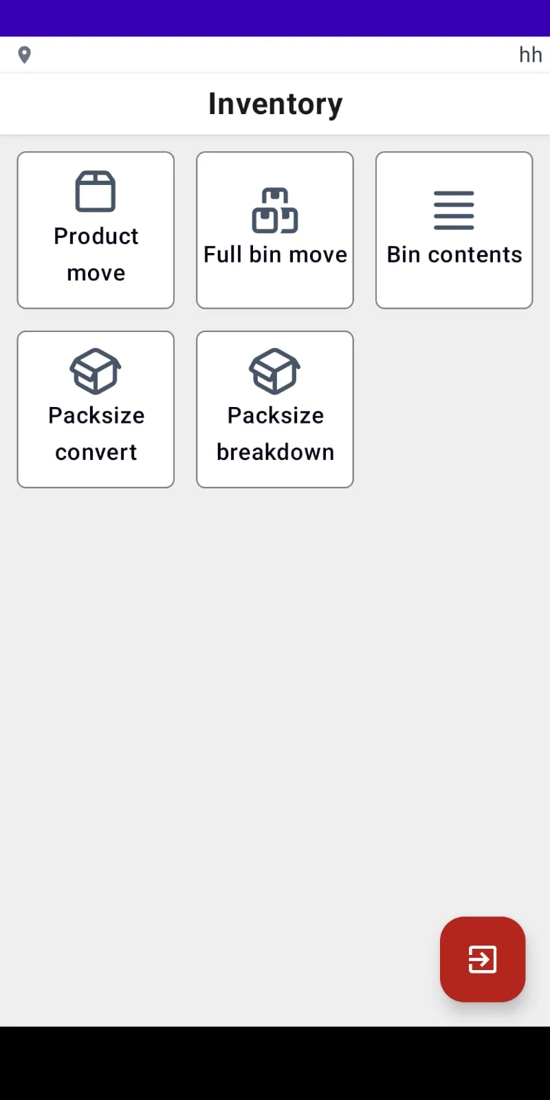 P4 WMS Inventory Management — Product move, full bin move, bin contents, packsize convert, packsize breakdown