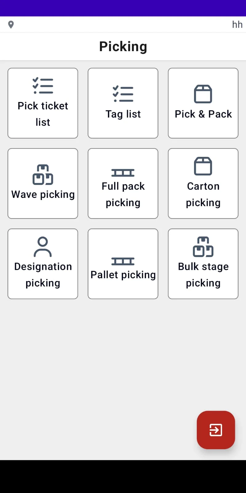 P4 WMS Picking module — Pick ticket list, Tag list, Pick & Pack, Wave, Full pack, Carton, Designation, Pallet, Bulk stage picking