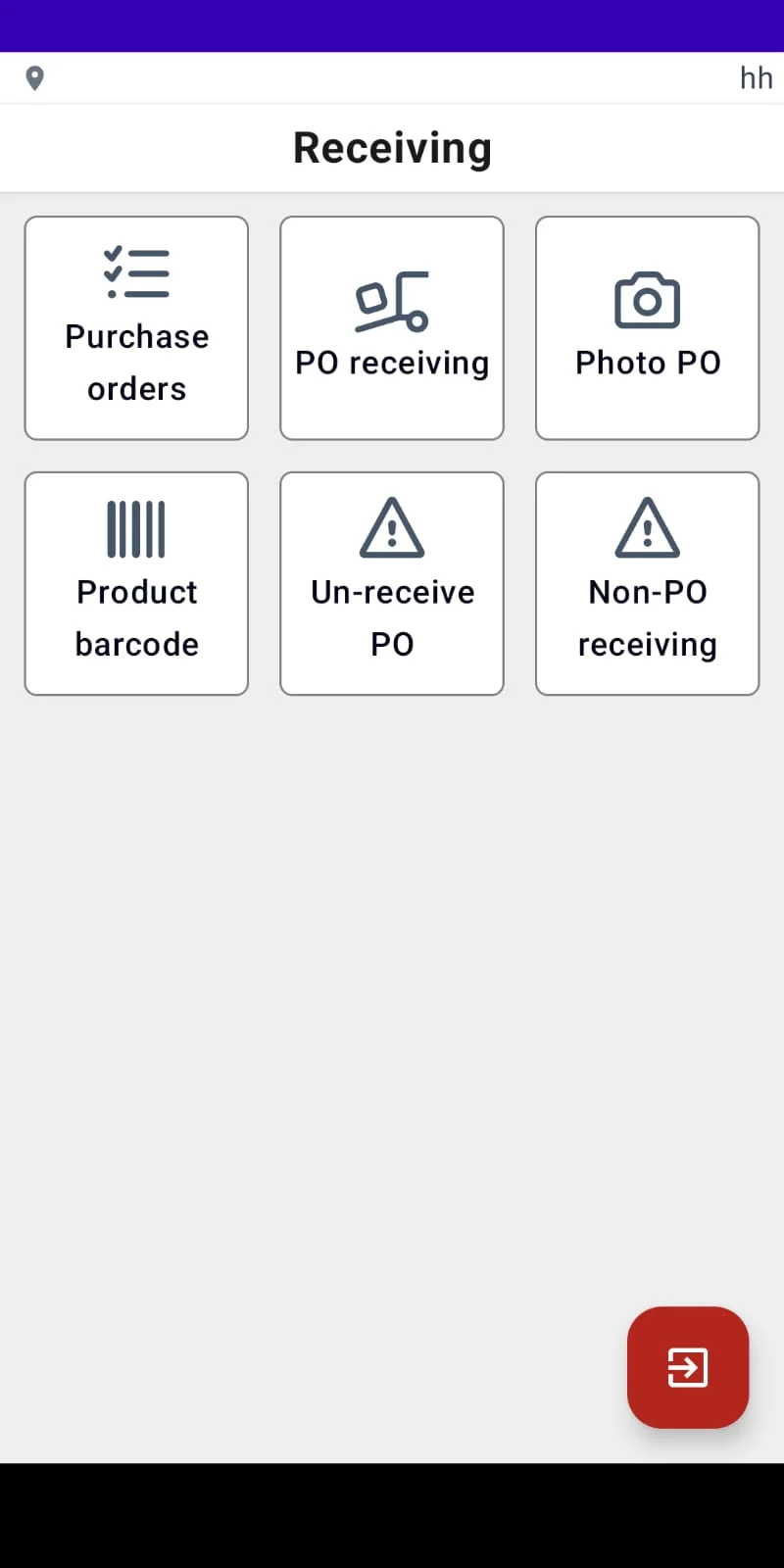 P4 WMS Receiving module — Purchase orders, PO receiving, Photo PO, Product barcode, Un-receive PO, Non-PO receiving