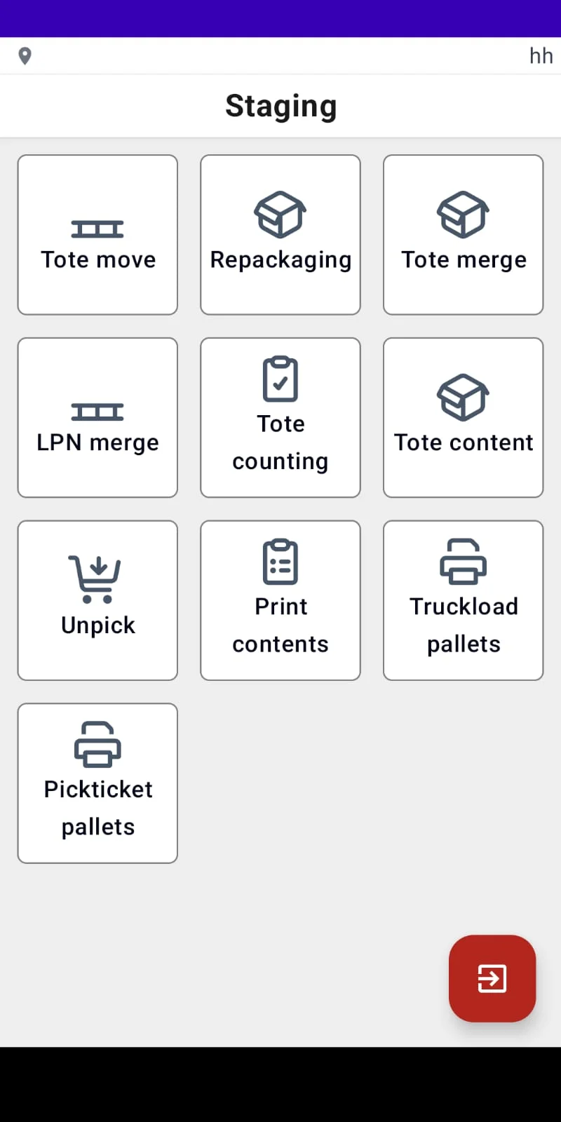 P4 WMS Staging module — Tote move, repackaging, tote merge, LPN merge, tote counting, unpick, print contents, truckload pallets